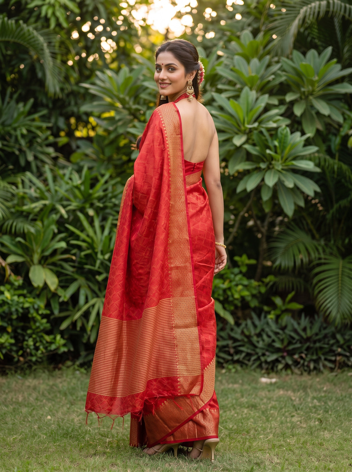 MIMOSA Strawberry Saree Saree — pose 7 styling detail
