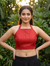 MIMOSA Strawberry Saree Saree — blouse close-up