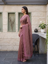 MIMOSA Pink Banarasi Tissue Saree — pose 3 styling detail