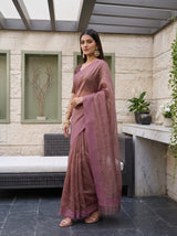 MIMOSA Pink Banarasi Tissue Saree — pose 5 styling detail