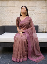 MIMOSA Pink Banarasi Tissue Saree — pose 8 styling detail