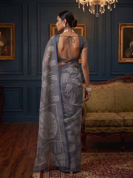 MIMOSA Grey Saree Saree — pose 2 styling detail