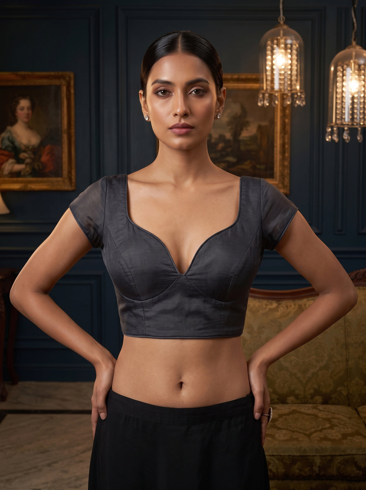 MIMOSA Grey Saree Saree — blouse close-up