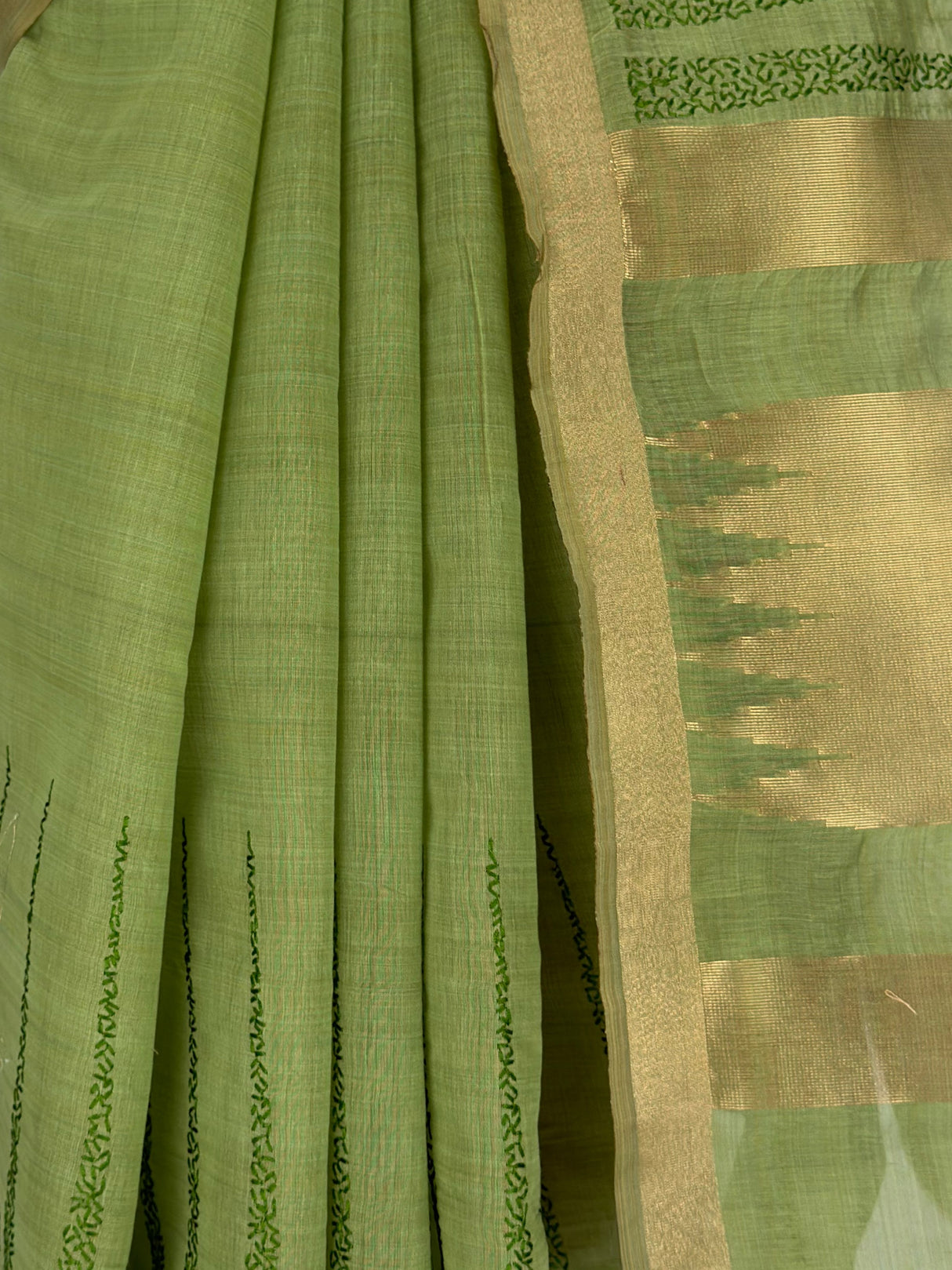 MIMOSA Parrot Green Banarasi Saree — fleets shot full lifestyle