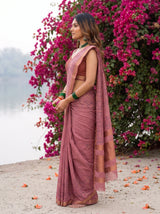 MIMOSA Gajari Banarasi tusser Saree — pose 3 styling detail