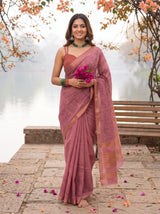 MIMOSA Gajari Banarasi tusser Saree — pose 6 styling detail