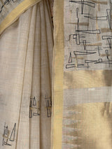 MIMOSA Half White Banarasi tusser Saree — fleets shot full lifestyle