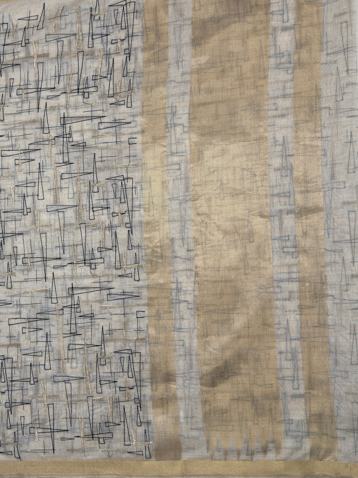 MIMOSA Half White Banarasi tusser Saree — pallu and zari work detail