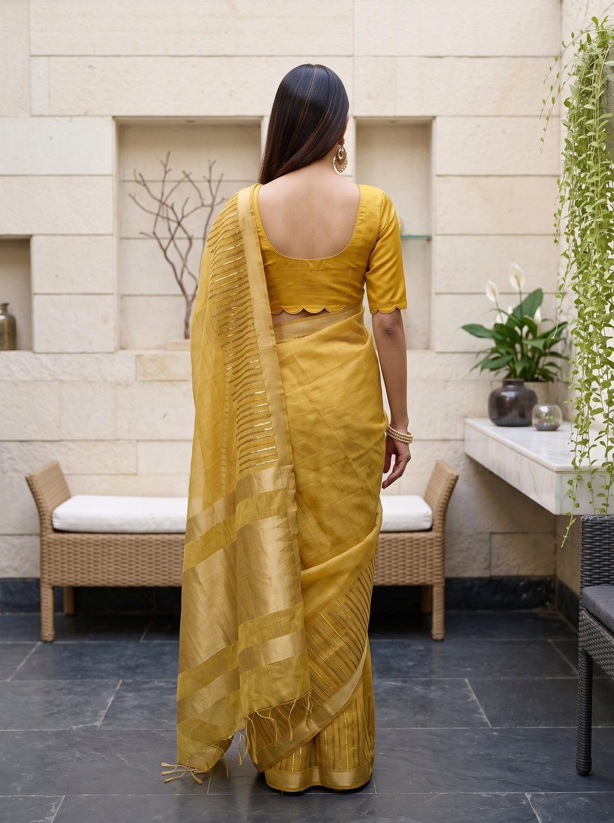 MIMOSA Gold Saree Saree — pose 2 styling detail