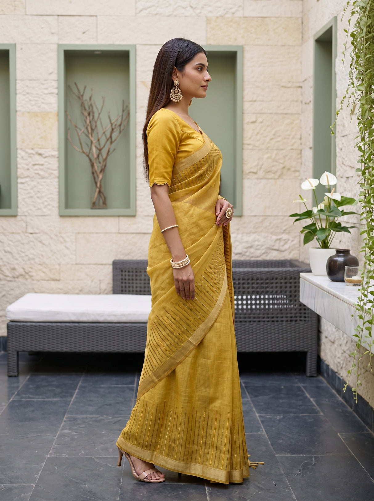 MIMOSA Gold Saree Saree — pose 3 styling detail