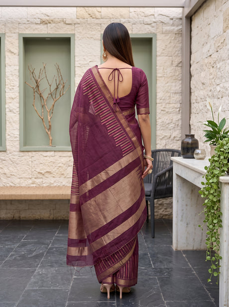 MIMOSA Wine Saree Saree — pose 2 styling detail