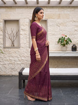 MIMOSA Wine Saree Saree — pose 3 styling detail