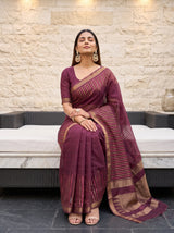 MIMOSA Wine Saree Saree — pose 8 styling detail