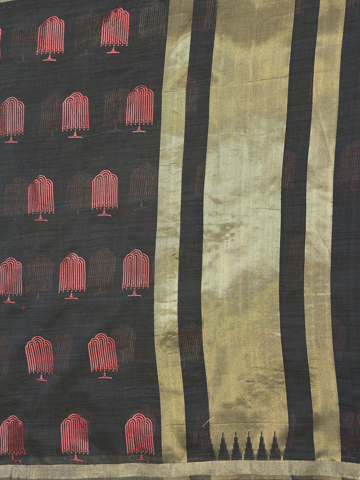 MIMOSA Black Saree Saree — pallu and zari work detail