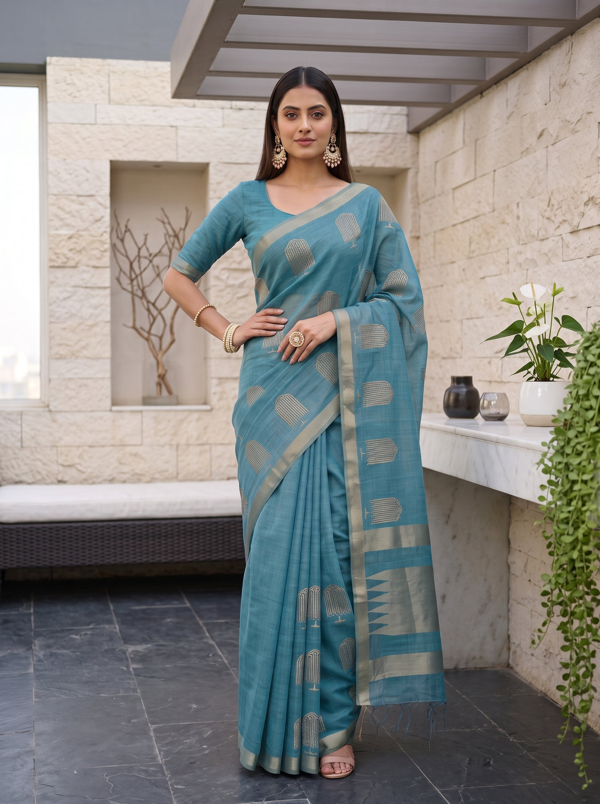 MIMOSA Sapphire Saree Saree — pose 4 styling detail