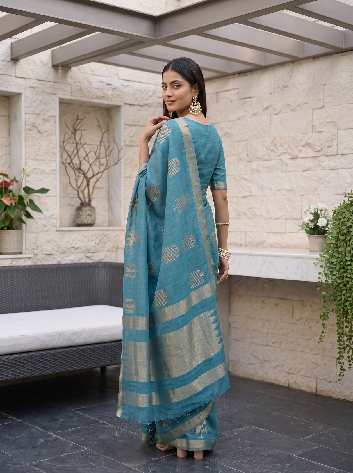 MIMOSA Sapphire Saree Saree — pose 7 styling detail