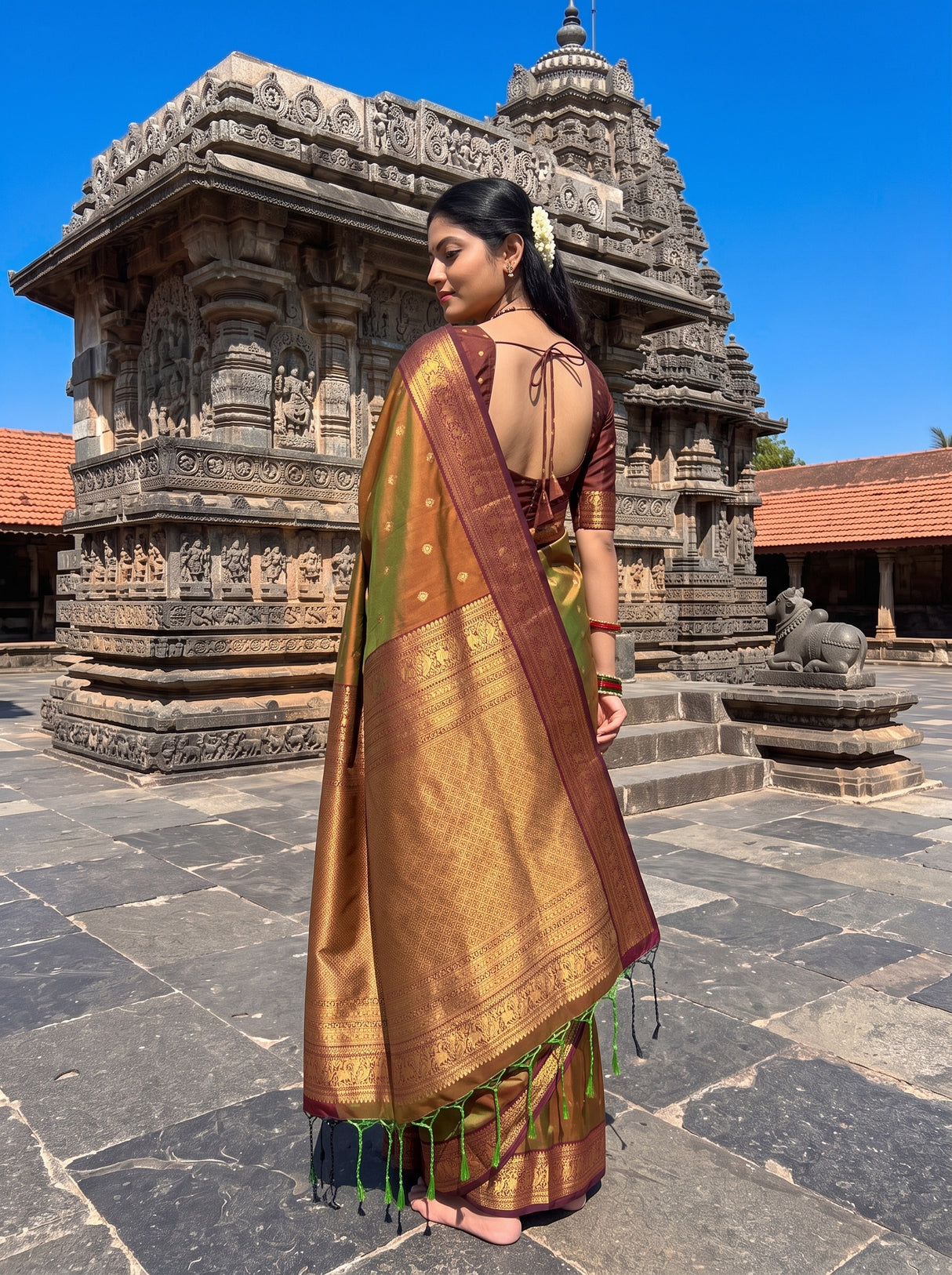 MIMOSA Olive Saree Saree — pose 5 styling detail