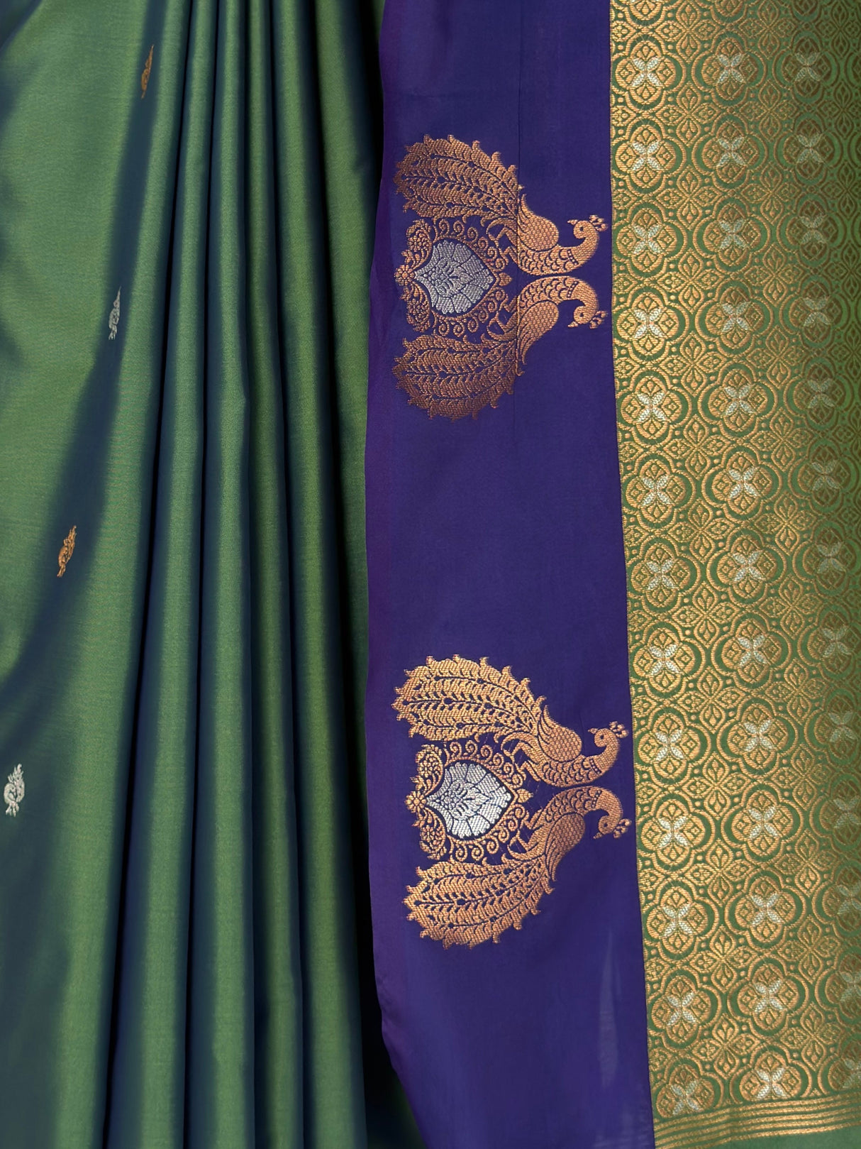 MIMOSA Green Kanjivaram Art silk Saree — fleets shot full lifestyle