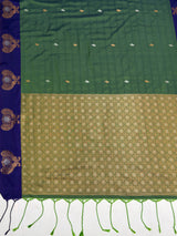 MIMOSA Green Kanjivaram Art silk Saree — pallu and zari work detail