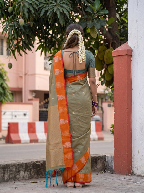 MIMOSA Grey Saree Saree — pose 2 styling detail