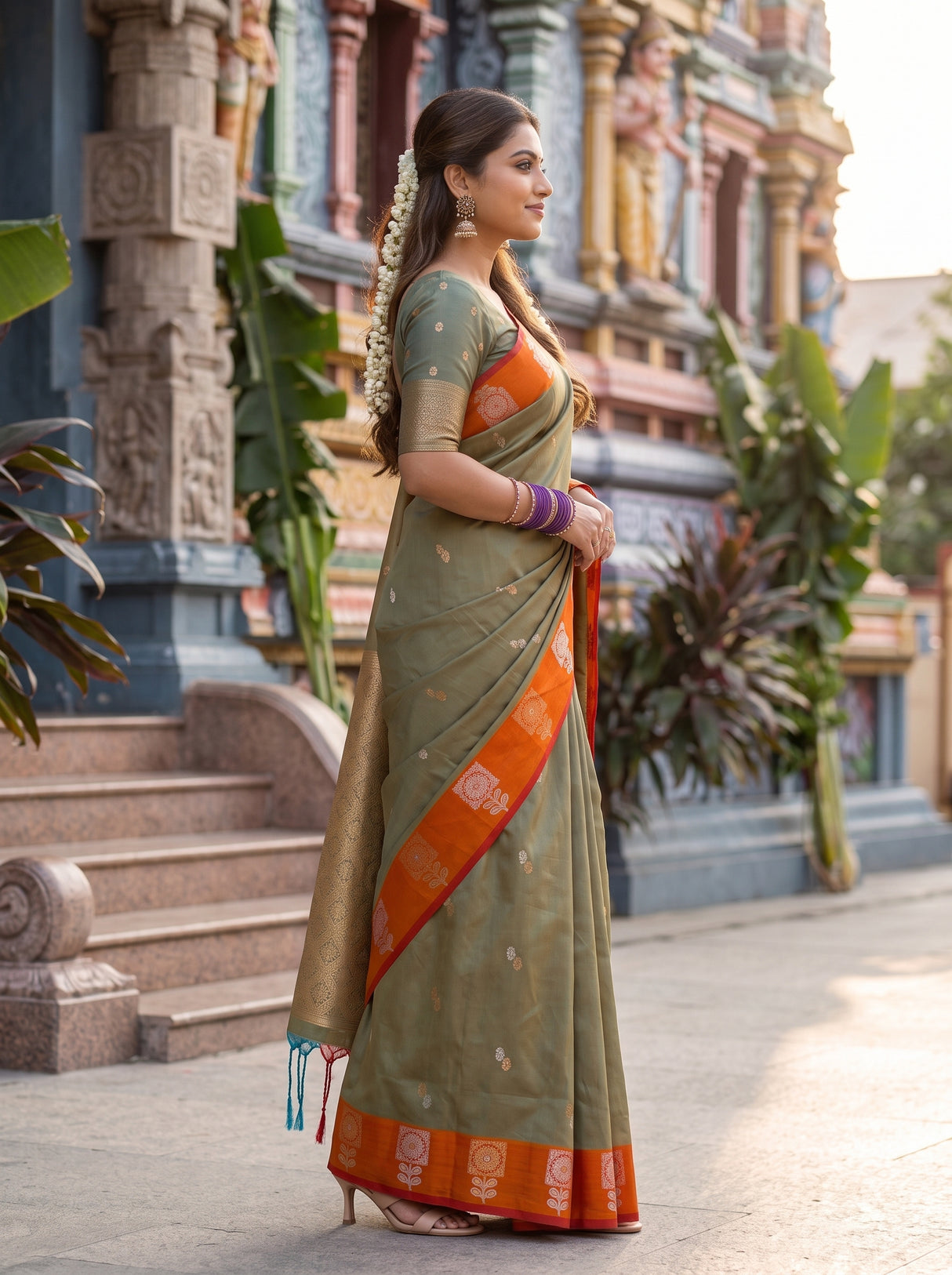 MIMOSA Grey Saree Saree — pose 3 styling detail