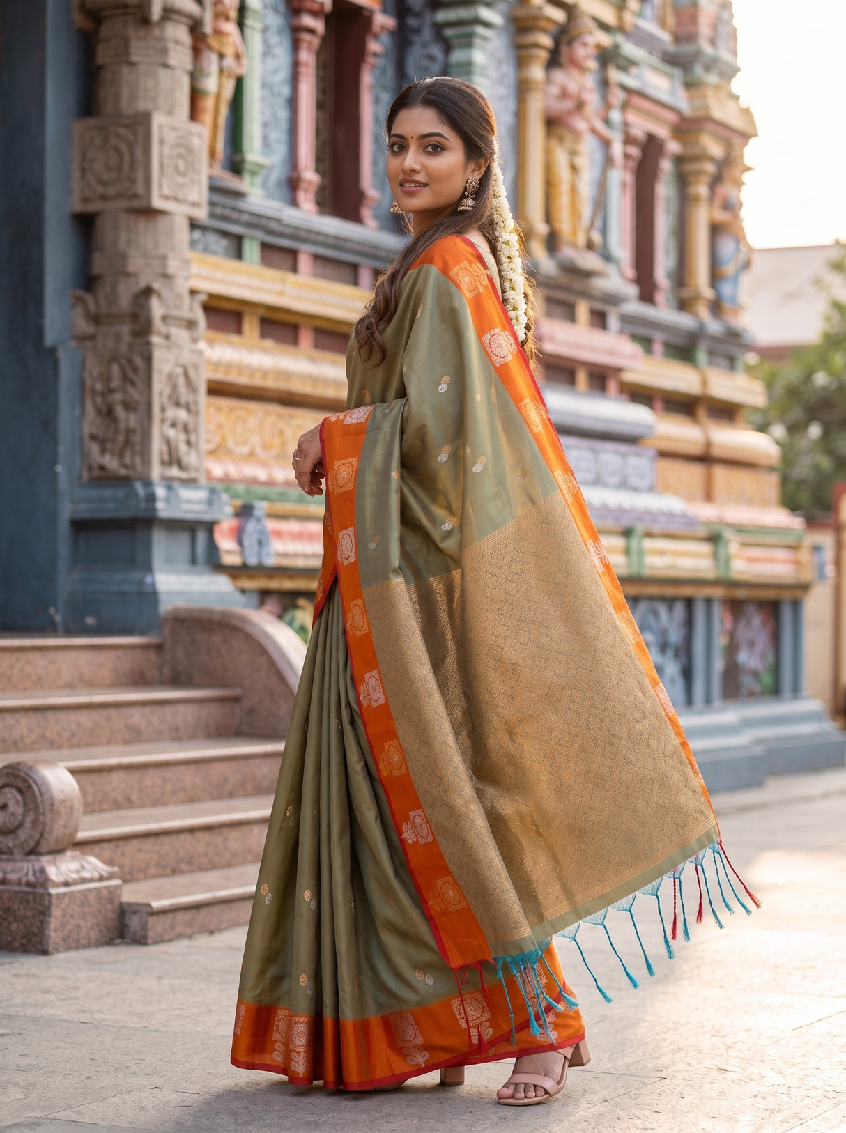 MIMOSA Grey Saree Saree — pose 9 styling detail