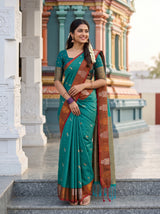 MIMOSA Sapphire Saree Saree — front view on mannequin