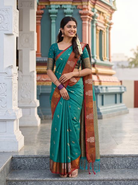 MIMOSA Sapphire Saree Saree — front view on mannequin