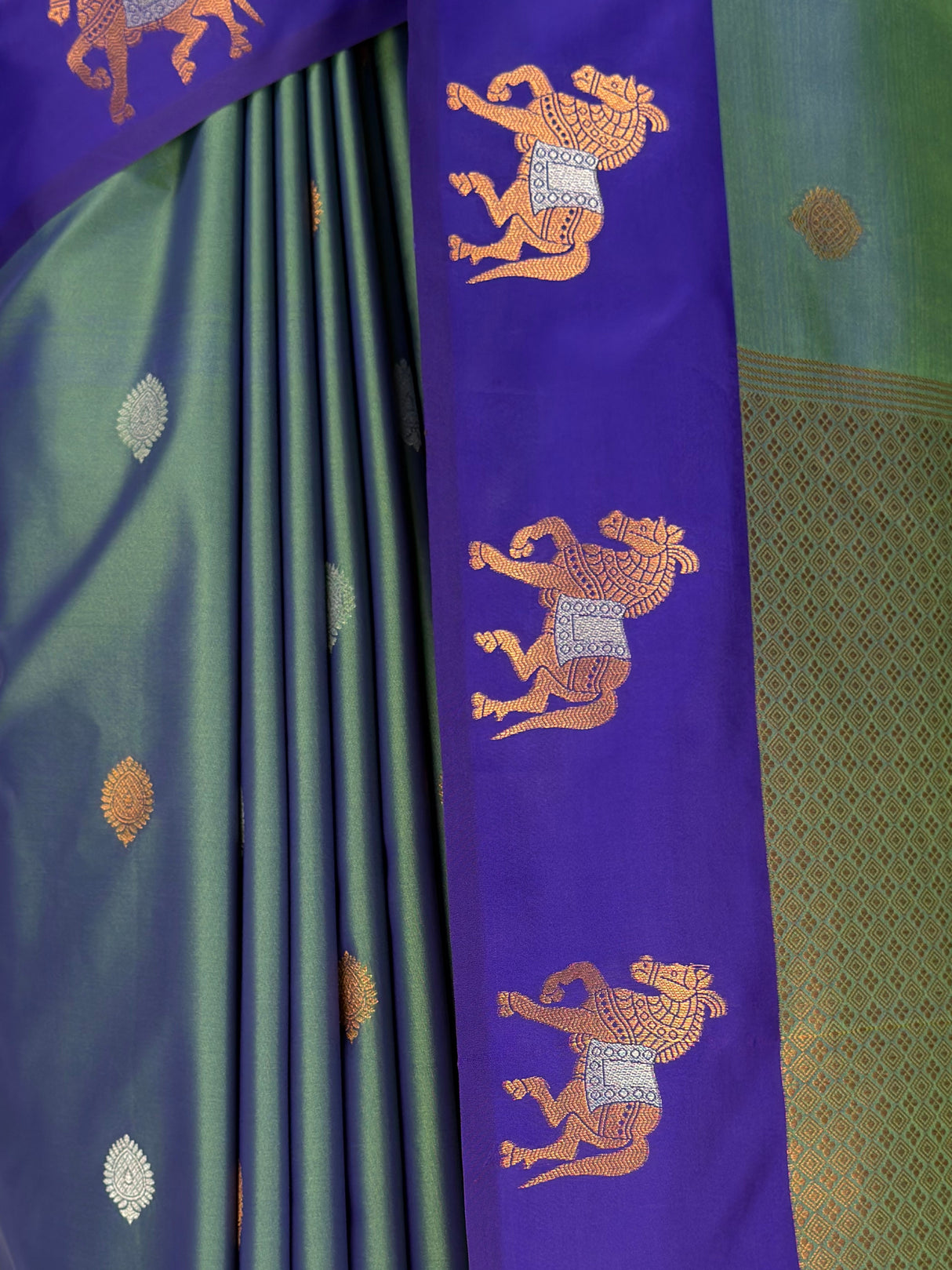 MIMOSA Blue Kanjivaram Art silk Saree — fleets shot full lifestyle