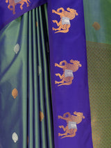 MIMOSA Blue Kanjivaram Art silk Saree — fleets shot full lifestyle