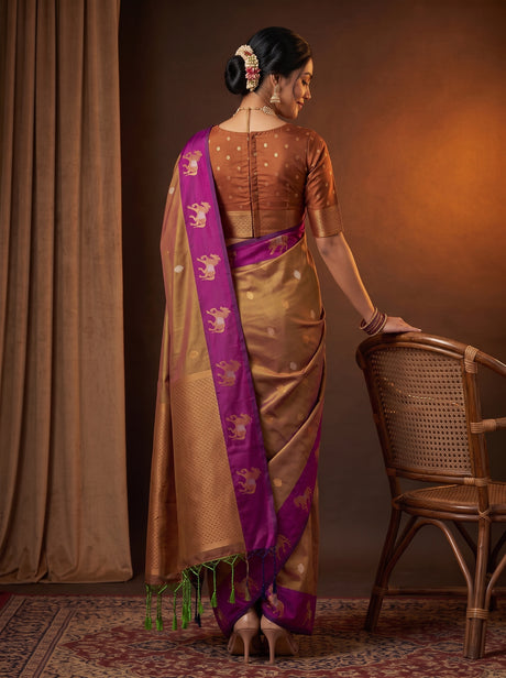 MIMOSA Magenta Kanjivaram Art silk Saree — model lifestyle