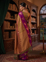 MIMOSA Magenta Kanjivaram Art silk Saree — draped pleats and border