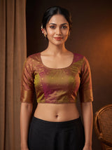 MIMOSA Magenta Kanjivaram Art silk Saree — blouse close-up