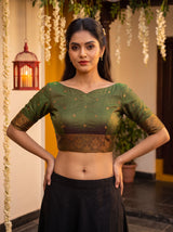 MIMOSA Green Kanjivaram Art silk Saree — blouse close-up