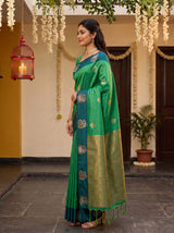 MIMOSA Rama Kanjivaram Art silk Saree — pose 3 styling detail