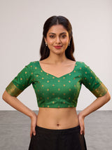 MIMOSA Rama Kanjivaram Art silk Saree — blouse close-up