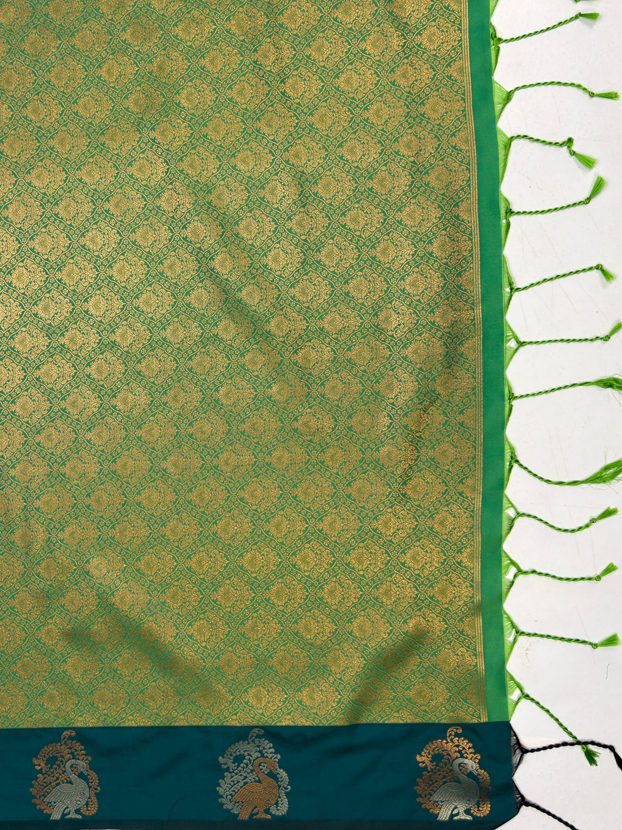 MIMOSA Rama Kanjivaram Art silk Saree — pallu and zari work detail
