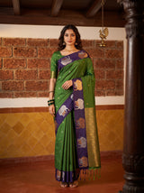 MIMOSA Green Kanjivaram Art silk Saree — AI Model lifestyle pose