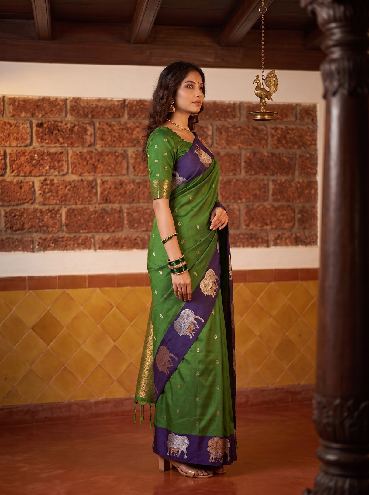 MIMOSA Green Saree Saree — pose 3 styling detail