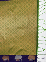 MIMOSA Green Saree Saree — pallu and zari work detail