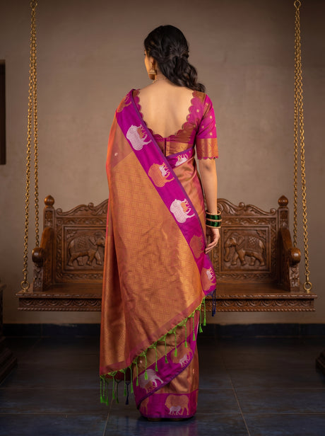 MIMOSA Rani Kanjivaram Art silk Saree — Saree shot pallu and body