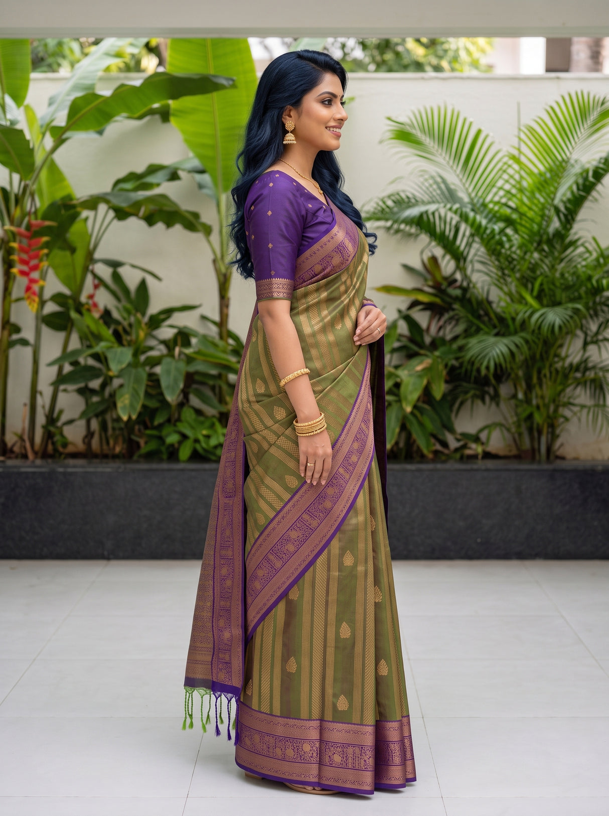 MIMOSA Green Saree Saree — pose 3 styling detail