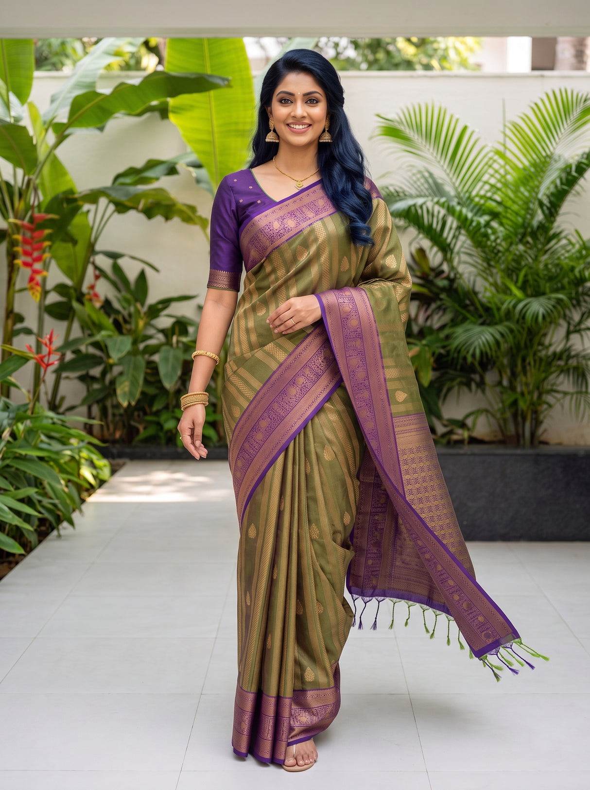 MIMOSA Green Saree Saree — pose 6 styling detail