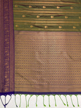 MIMOSA Green Saree Saree — pallu and zari work detail