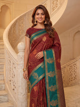 MIMOSA Maroon Saree Saree — pose 10 styling detail