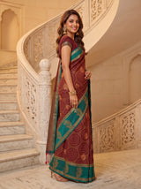 MIMOSA Maroon Saree Saree — pose 5 styling detail
