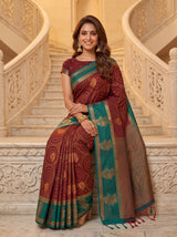 MIMOSA Maroon Saree Saree — pose 8 styling detail