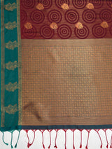 MIMOSA Maroon Saree Saree — pallu and zari work detail