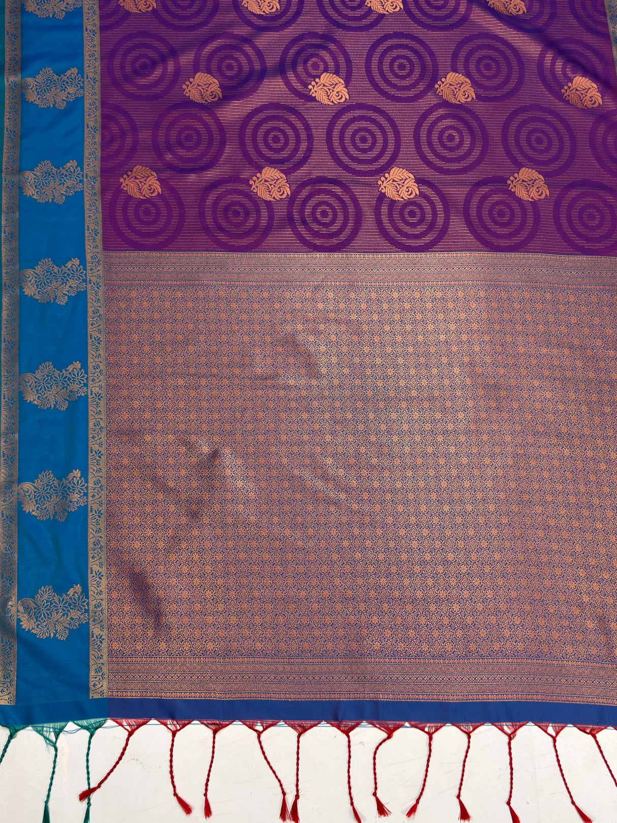 MIMOSA Purple Saree Saree — pallu and zari work detail