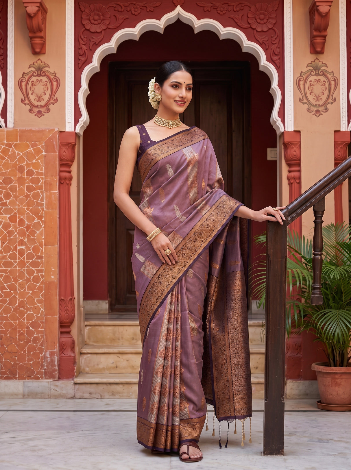 MIMOSA Lavender Saree Saree — pose 9 styling detail